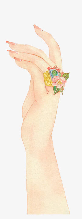 带花戒指的美女手指免抠