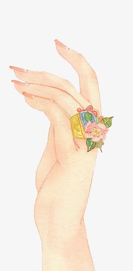 带花戒指的美女手指免抠
