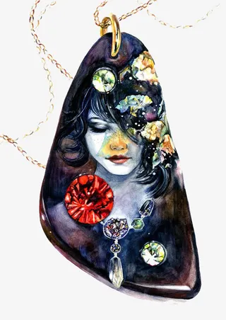 手绘神秘女免抠