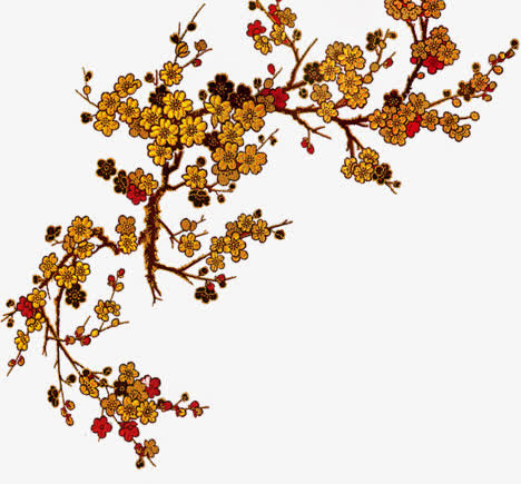 黄色中国风节日梅花免抠