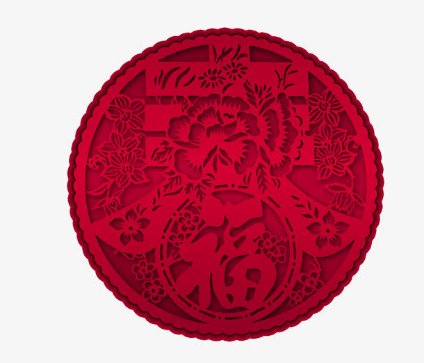 春节剪纸画免抠