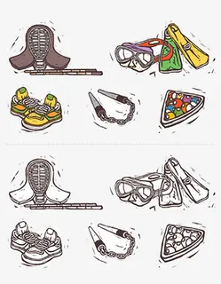 手绘运动器材图标免抠