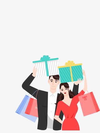 购物中的男女免抠