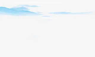 蓝色中国风山水风景免抠