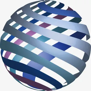 蓝色编织条纹球体免抠