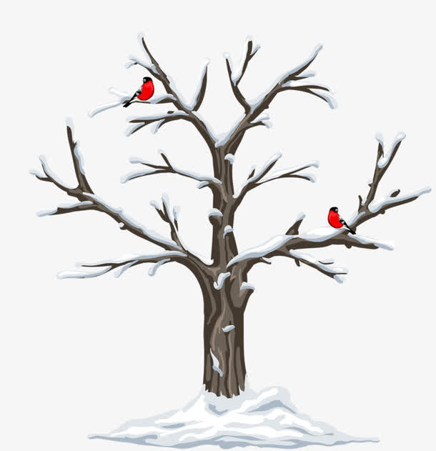 积雪的枯枝免抠