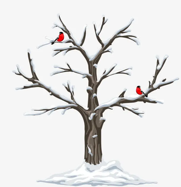 积雪的枯枝免抠