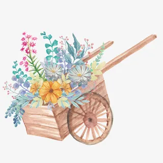 手绘卡通装饰花瓣花草装饰海报设免抠