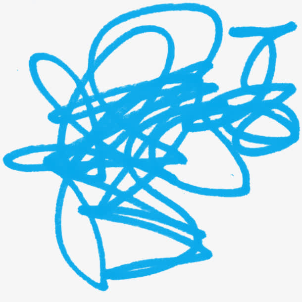 粉笔蓝色线条免抠图案免抠