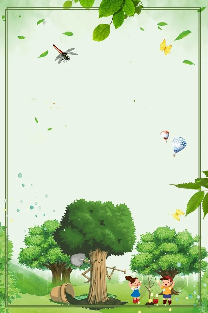 植树节绿色卡通简约清新背景高清