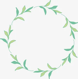 手绘绿色叶子边框免抠图免抠