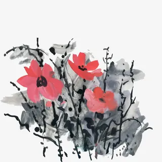 中国风水墨枯树枝免抠