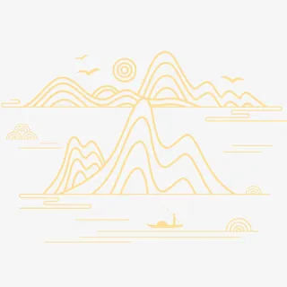 中国风山水线性表示免抠