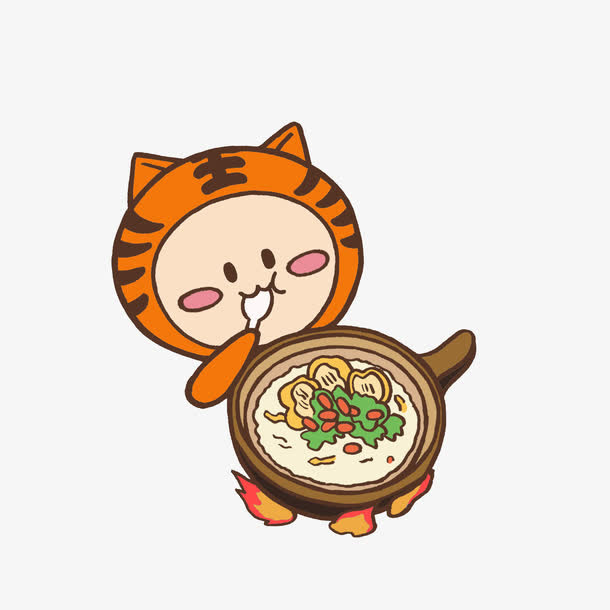卡通等着煲仔饭熟的馋嘴小老虎素免抠