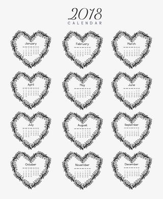 爱心边框年日历模板免抠