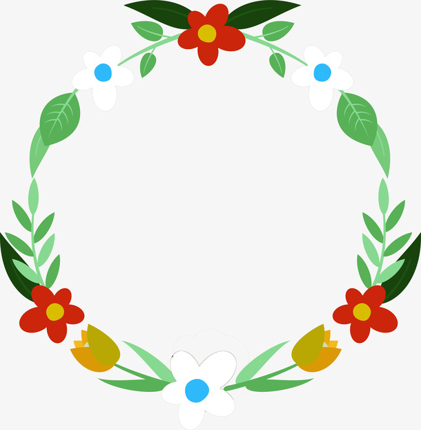 春天花环小花叶子免抠