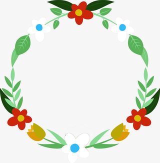 春天花环小花叶子免抠