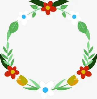 春天花环小花叶子免抠