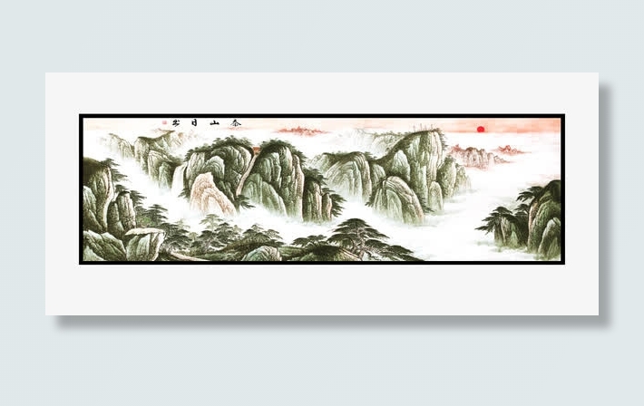 泰山日出油画免抠