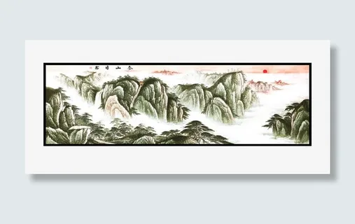 泰山日出油画免抠