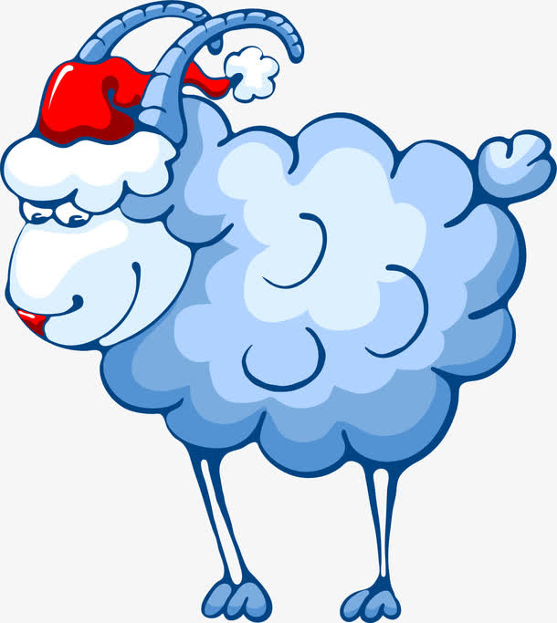 小清新蓝色绵羊免抠