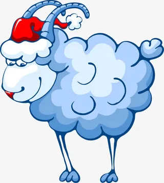 小清新蓝色绵羊免抠