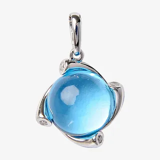 实物蓝色宝石镶钻吊坠免抠免抠