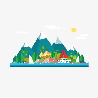 海边旅游插画免抠