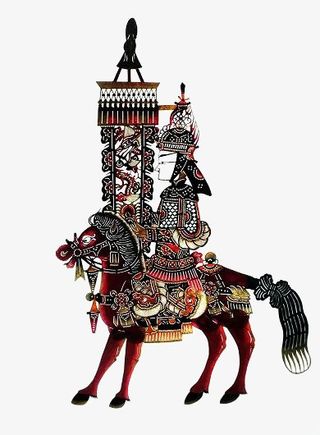 中国风将士骑马出征皮影免抠