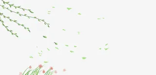 春天清新装饰插图随风摆动的柳枝免抠