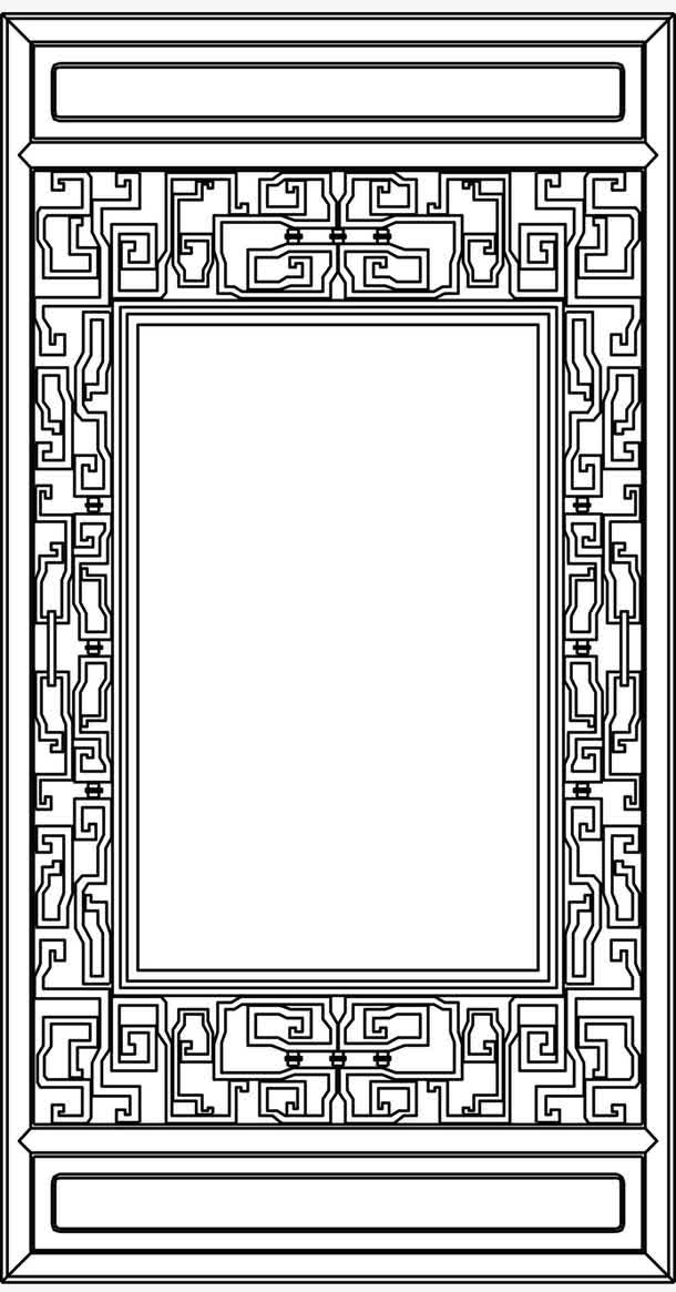 中式雕花方框图案免抠