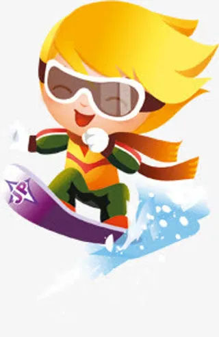 冬日可爱墨镜滑雪人物免抠