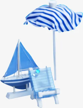 手绘卡通遮阳伞效果免抠