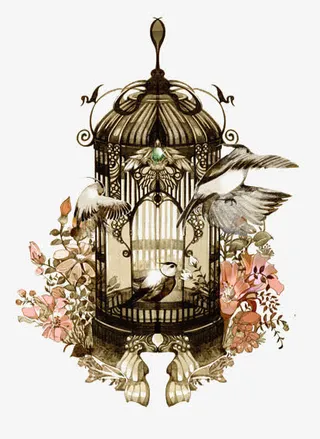 手绘鸟笼免抠