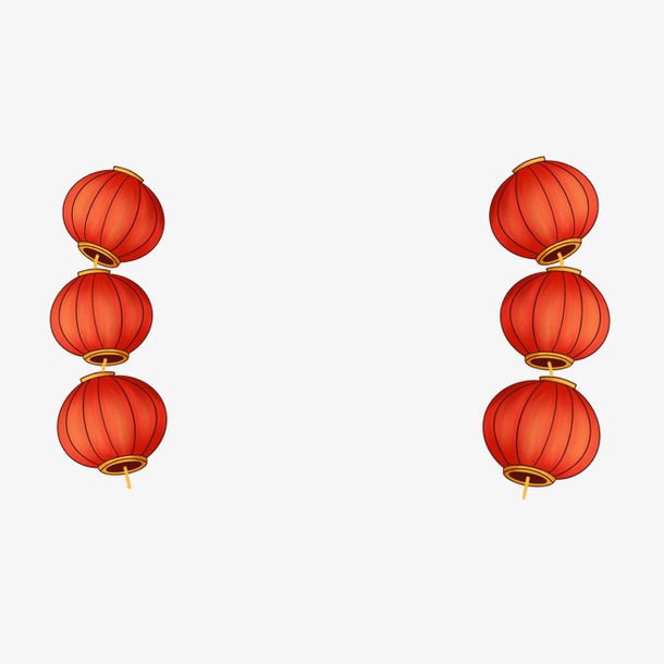 两串大红灯笼高高挂免抠
