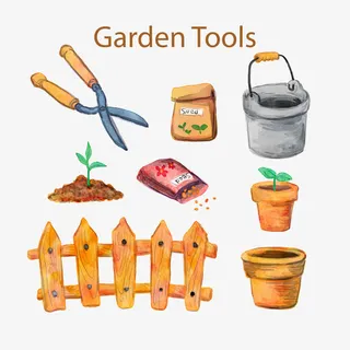 矢量手绘园艺物品免抠