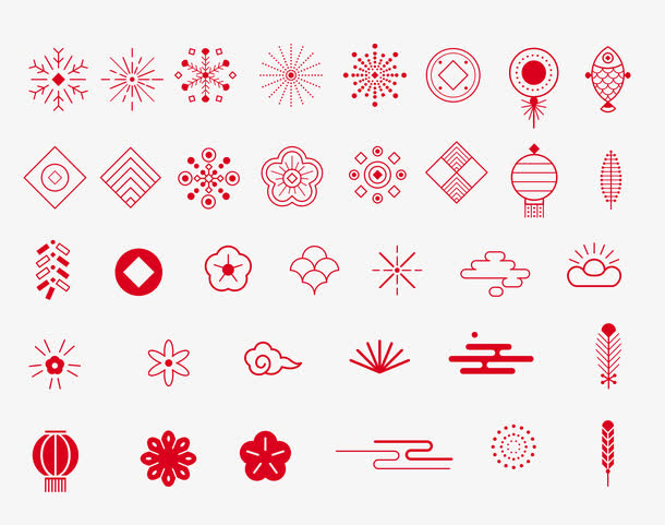 红色中国风过年春节图标免抠