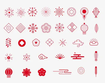 红色中国风过年春节图标免抠