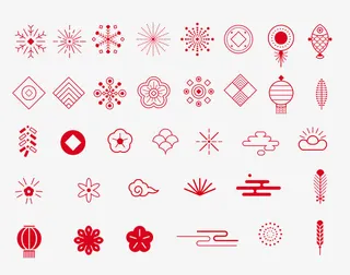 红色中国风过年春节图标免抠