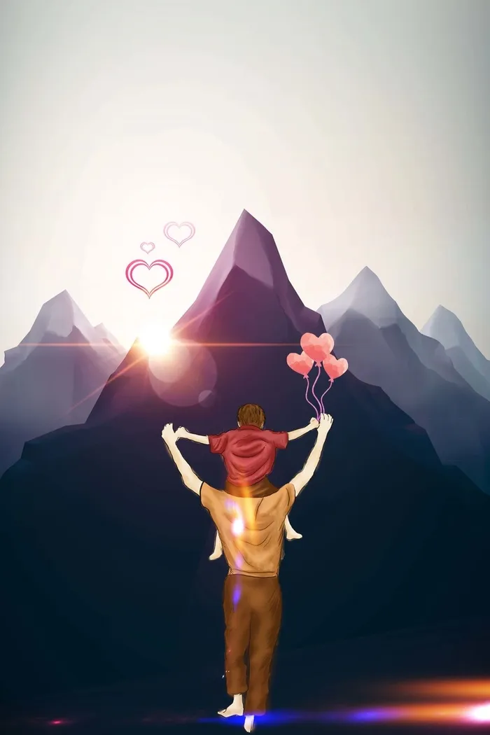 父亲节父爱如山创意海报背景高清