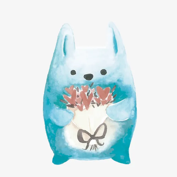 蓝色可爱动物矢量图免抠