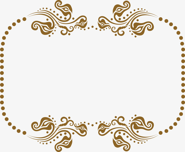 咖啡色花藤框架免抠