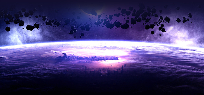 梦幻唯美紫色星空banner高清