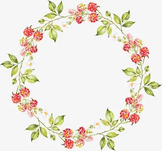 小清新手绘花环免抠