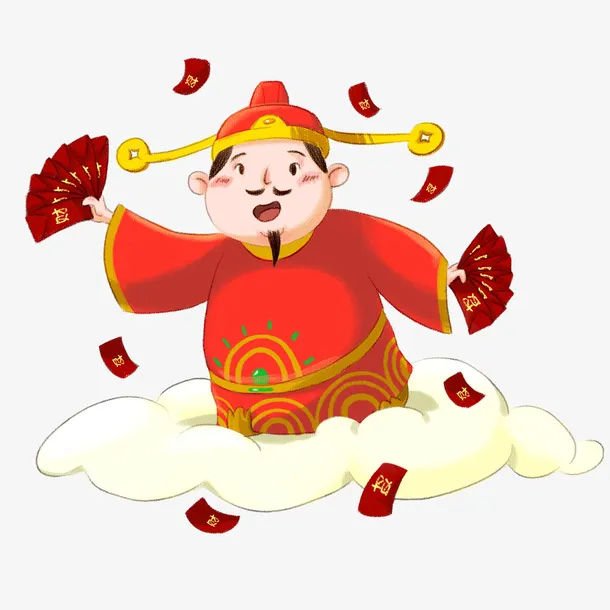 正在撒红包的卡通小财神免抠