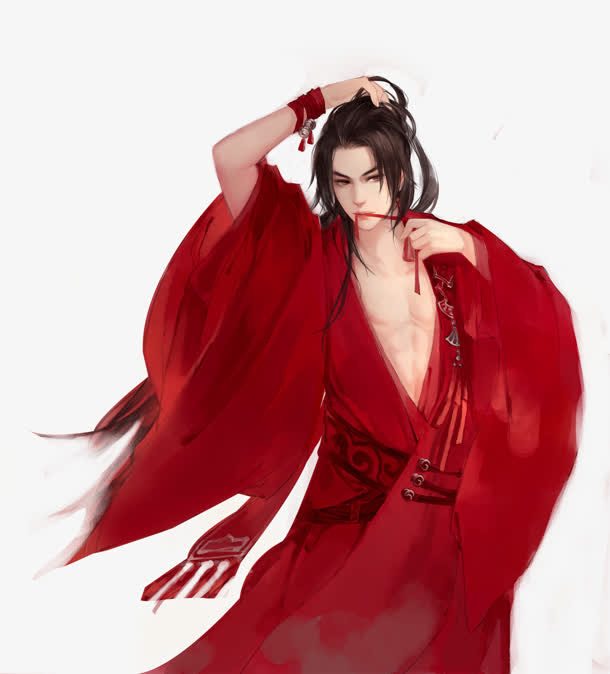 古风立绘绑头发的男子帅哥免抠