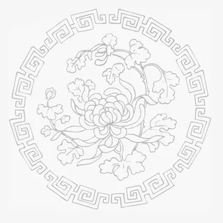 中国风圆形菊花纹理免抠装饰中国风元素