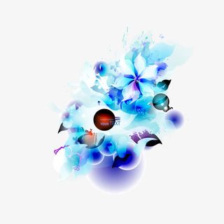 水墨梦幻花纹花朵图片免抠