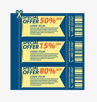 深蓝色促销折折扣券免抠