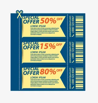 深蓝色促销折折扣券免抠